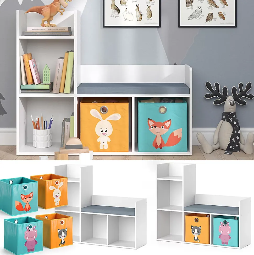 Vicco Étagère pour enfants Blanc 30.9x88.6cm avec 2 boxes pliants opt.1