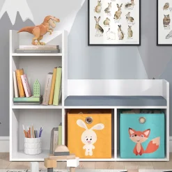 Vicco Étagère pour enfants Blanc 30.9x88.6cm avec 2 boxes pliants opt.1