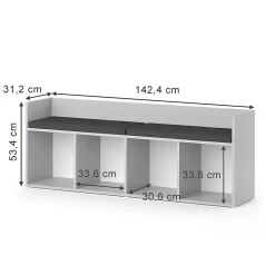 Vicco Étagère pour enfants Gris clair 142.4x53.4cm 4 compartiments