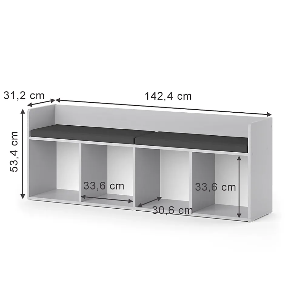 Vicco Étagère pour enfants Gris clair 142.4x53.4cm 4 compartiments
