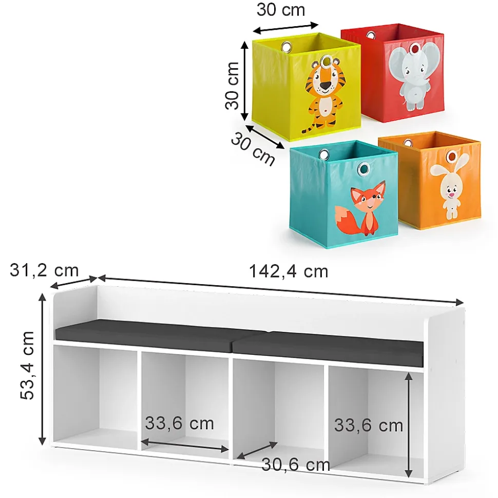 Vicco Étagère pour enfants Blanc 31.2x53.4cm avec 4 boîtes pliantes opt.1