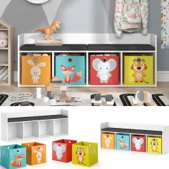 Vicco Étagère pour enfants Blanc 31.2x53.4cm avec 4 boîtes pliantes opt.1