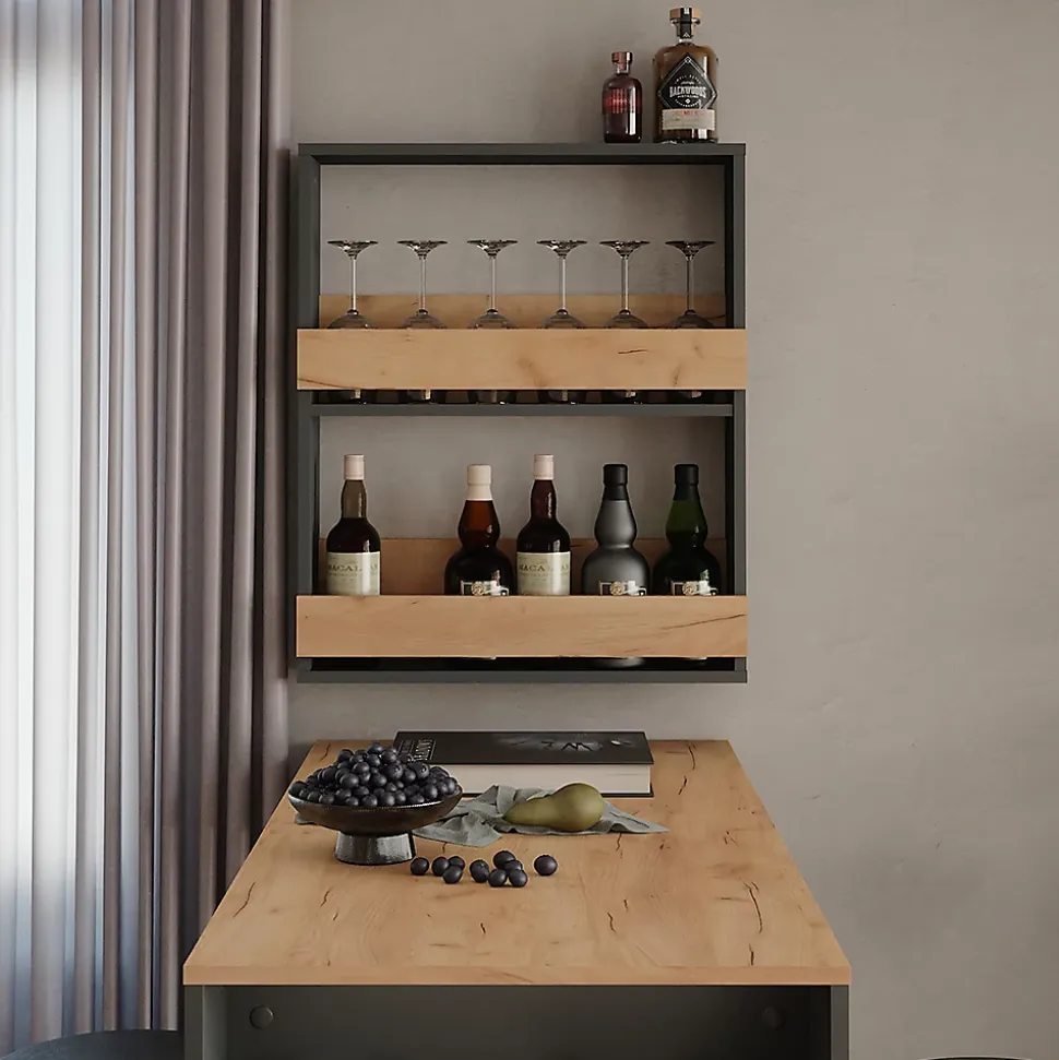 Vicco étagère pour verres à vin Chêne doré/anthracite 60x72cm
