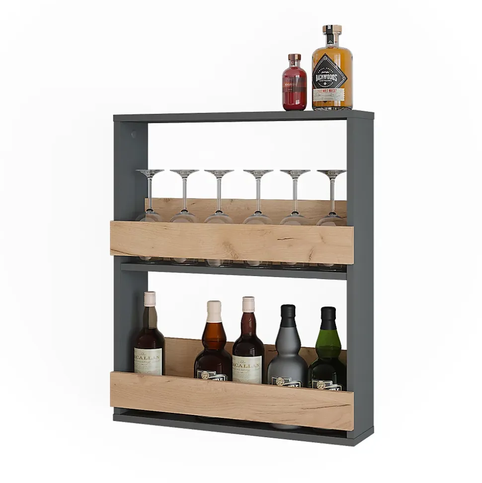 Vicco étagère pour verres à vin Chêne doré/anthracite 60x72cm