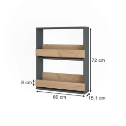 Vicco étagère pour verres à vin Chêne doré/anthracite 60x72cm