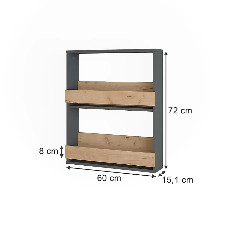 Vicco étagère pour verres à vin Chêne doré/anthracite 60x72cm