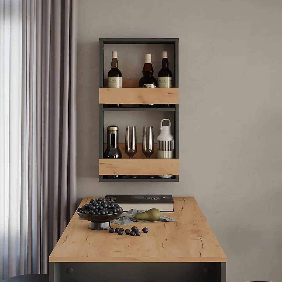 Vicco étagère pour verres à vin Chêne doré/anthracite 40x72cm