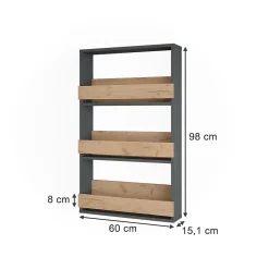 Vicco étagère pour verres à vin Chêne doré/anthracite 60x98cm
