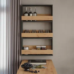 Vicco étagère pour verres à vin Chêne doré/anthracite 60x98cm