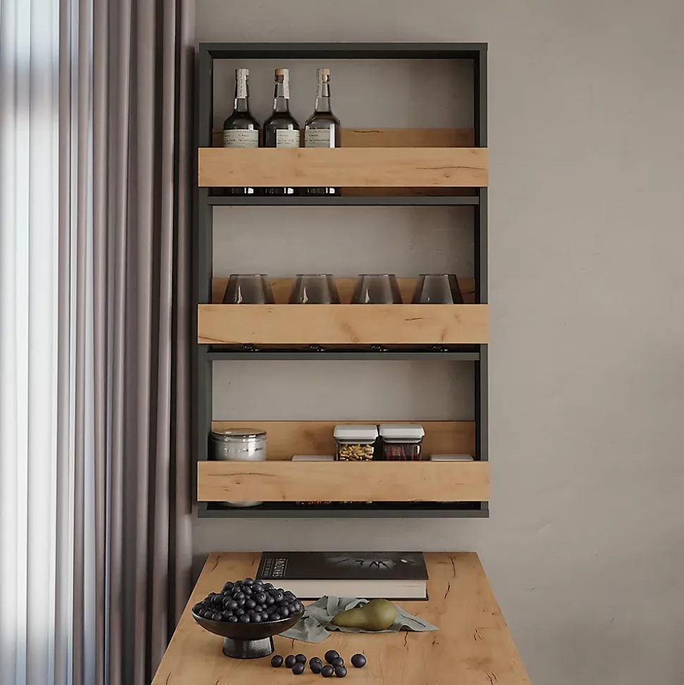 Vicco étagère pour verres à vin Chêne doré/anthracite 60x98cm