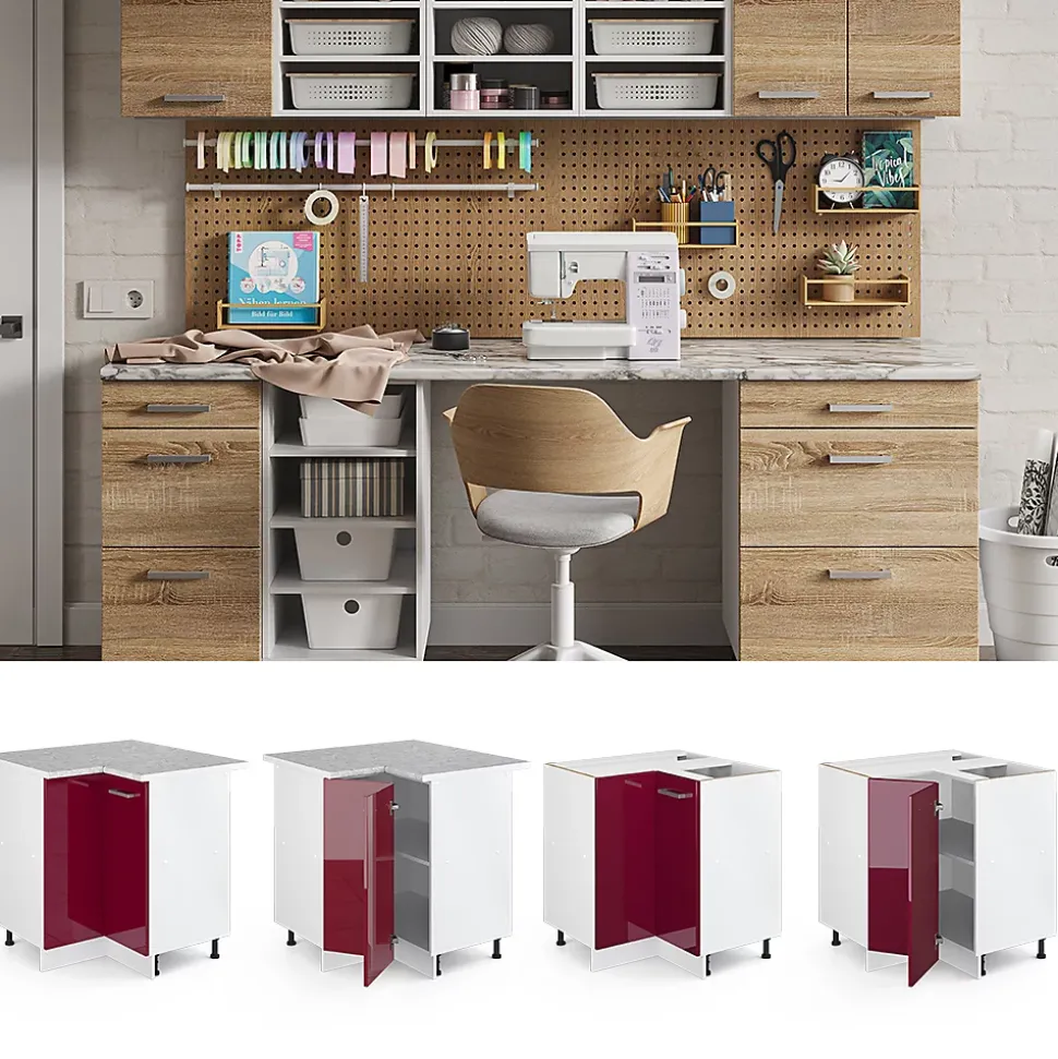 Vicco Universal Armoire dangle Rouge bordeaux Haute brillance 75.6cm avec porte, avec PT