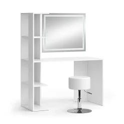 Vicco Vanity table Blanc 122.2cm avec éclairage et tabouret
