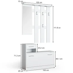 Vicco Vestiaire Blanc 25x191cm