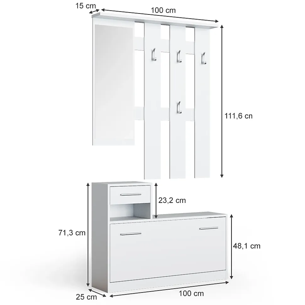 Vicco Vestiaire Blanc 25x191cm