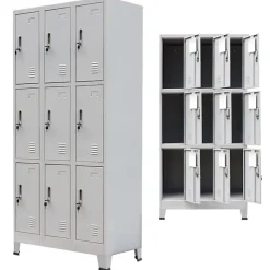 vidaXL Armoire à casiers avec 9 compartiments Acier 90x45x180 cm Gris