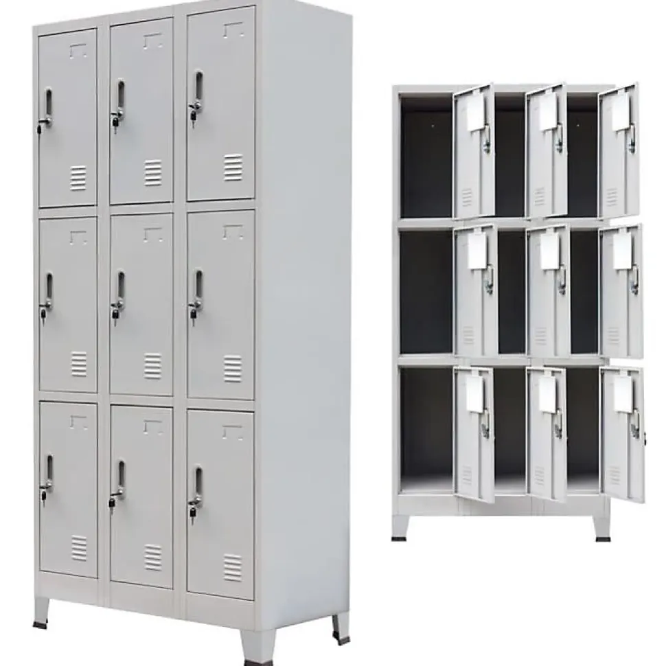 vidaXL Armoire à casiers avec 9 compartiments Acier 90x45x180 cm Gris