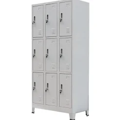 vidaXL Armoire à casiers avec 9 compartiments Acier 90x45x180 cm Gris
