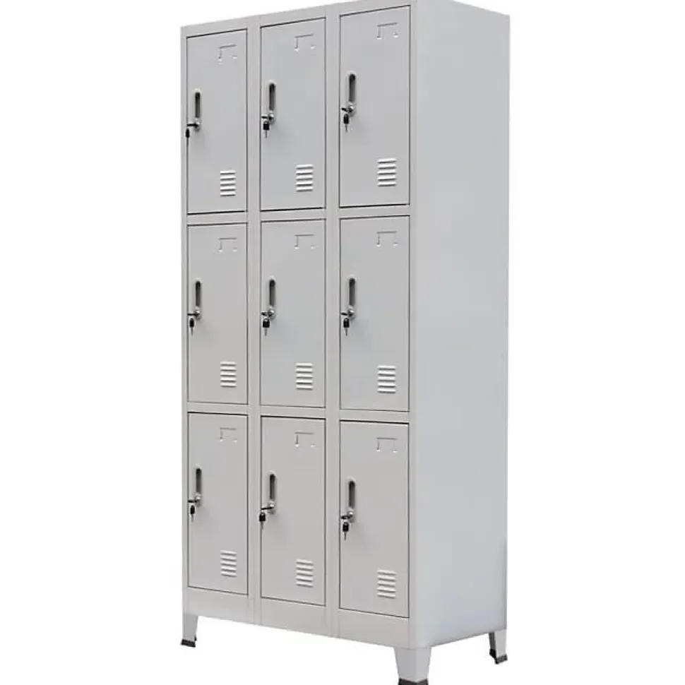 vidaXL Armoire à casiers avec 9 compartiments Acier 90x45x180 cm Gris
