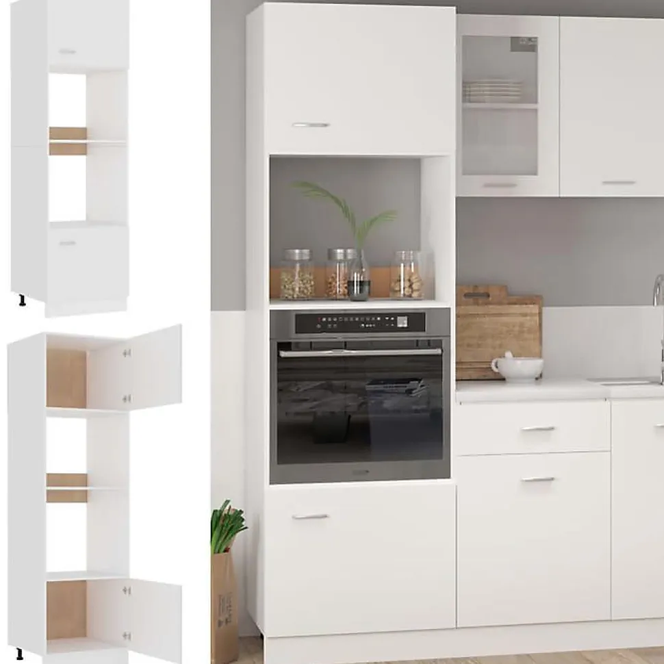 vidaXL Armoire à Micro-ondes, Armoire de Cuisine avec étagère, Meuble de Rangement Salle à Manger Maison Intérieur, Blanc 802546