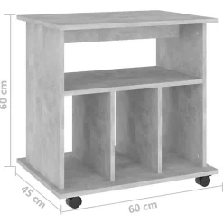 vidaXL Armoire à roulettes Gris béton 60x45x60 cm Aggloméré