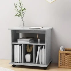 vidaXL Armoire à roulettes Gris béton 60x45x60 cm Aggloméré