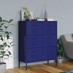 vidaXL Armoire à tiroirs Bleu marine 80x35x101,5 cm Acier