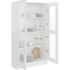 vidaXL Armoire à vitrine Blanc 82,5x30,5x150 cm Bois d'ingénierie 802759