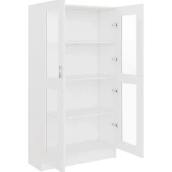 vidaXL Armoire à vitrine Blanc 82,5x30,5x150 cm Bois d'ingénierie 802759