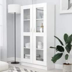 vidaXL Armoire à vitrine Blanc 82,5x30,5x150 cm Bois d'ingénierie 802759