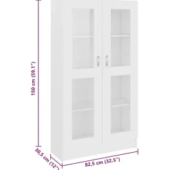 vidaXL Armoire à vitrine Blanc 82,5x30,5x150 cm Bois d'ingénierie 802759
