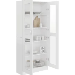 vidaXL Armoire à vitrine Blanc 82,5x30,5x185,5 cm Bois d'ingénierie 802768