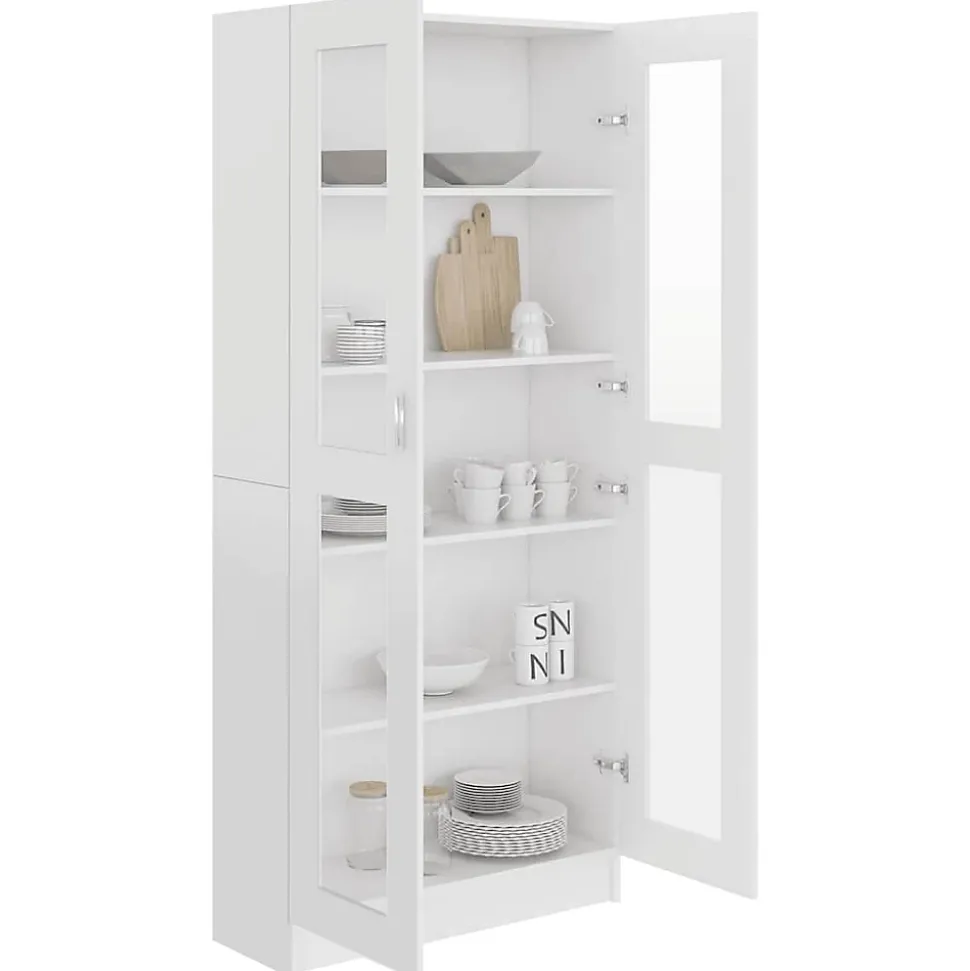 vidaXL Armoire à vitrine Blanc 82,5x30,5x185,5 cm Bois d'ingénierie 802768