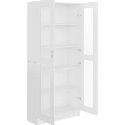 vidaXL Armoire à vitrine Blanc 82,5x30,5x185,5 cm Bois d'ingénierie 802768