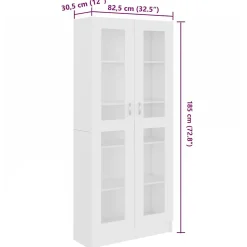 vidaXL Armoire à vitrine Blanc 82,5x30,5x185,5 cm Bois d'ingénierie 802768