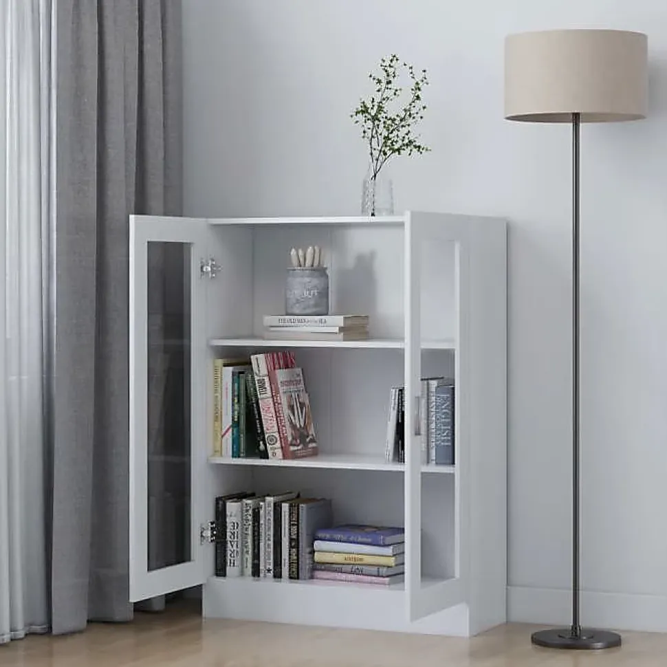 VidaXL Armoire à vitrine Blanc 82,5x30,5x115 cm Bois d'ingénierie 802750