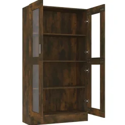 VidaXL Armoire à vitrine Chêne fumé 82,5x30,5x150 cm Bois d'ingénierie 815117