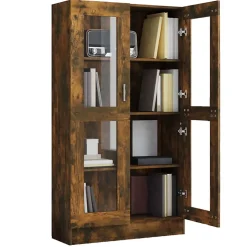 VidaXL Armoire à vitrine Chêne fumé 82,5x30,5x150 cm Bois d'ingénierie 815117