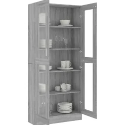 VidaXL Armoire à vitrine Sonoma gris 82,5x30,5x185,5cm Bois ingénierie 815622
