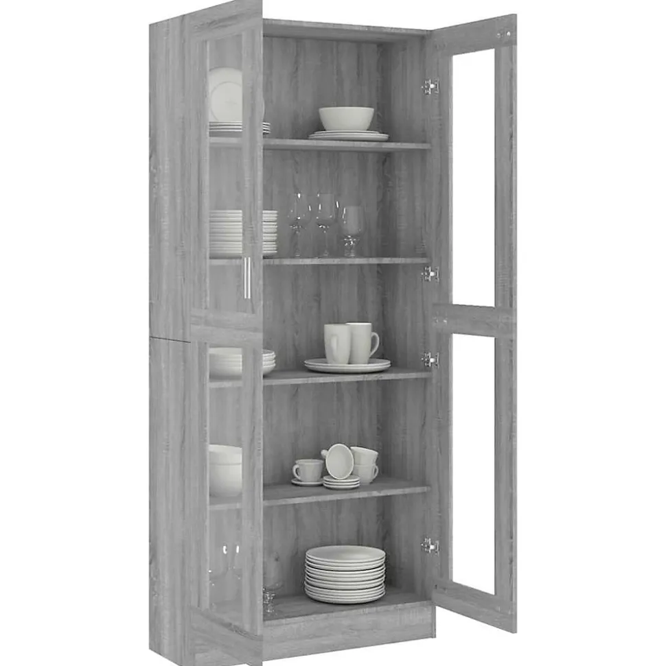 VidaXL Armoire à vitrine Sonoma gris 82,5x30,5x185,5cm Bois ingénierie 815622