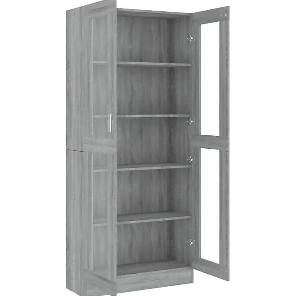 VidaXL Armoire à vitrine Sonoma gris 82,5x30,5x185,5cm Bois ingénierie 815622