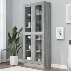 VidaXL Armoire à vitrine Sonoma gris 82,5x30,5x185,5cm Bois ingénierie 815622
