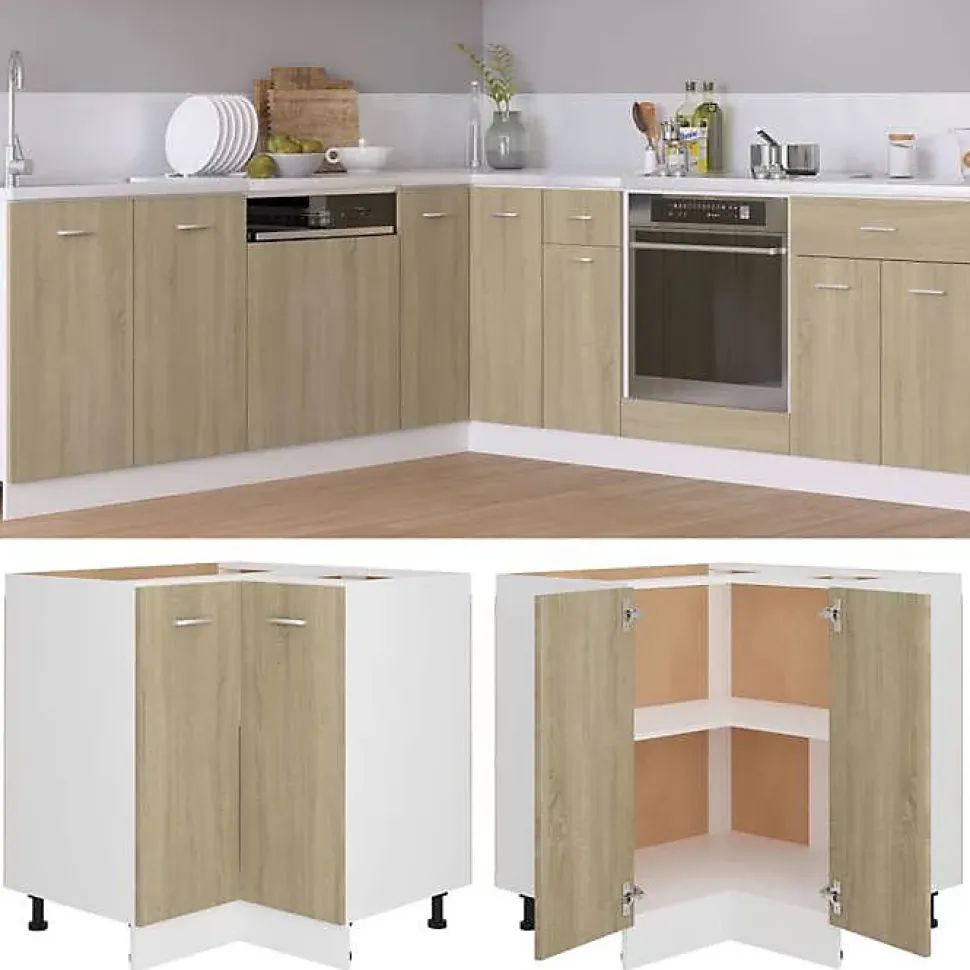 vidaXL Armoire de Plancher d'Angle, Armoire de Rangement avec étagère, Meuble de Cuisine Salle à Manger Maison Intérieur, 802492