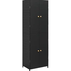 vidaXL Armoire de rangement de jardin Noir 59x40x180 cm Résine tressée 319872