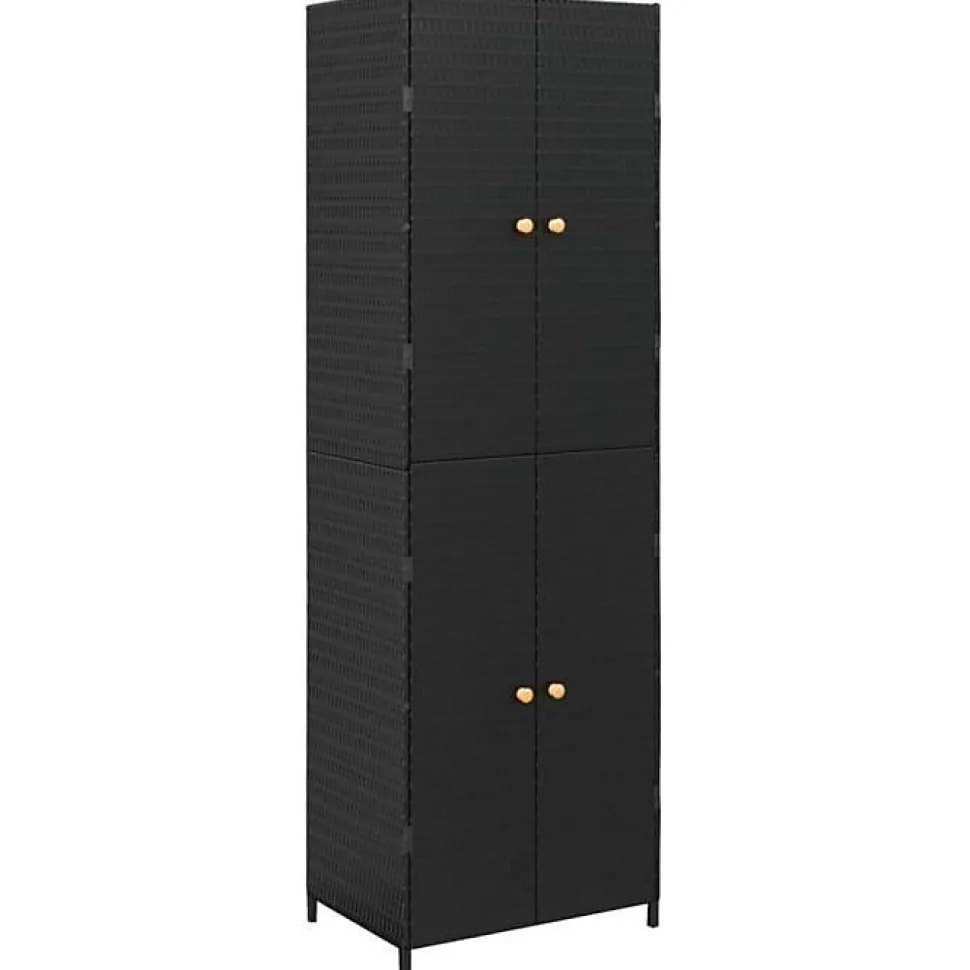 vidaXL Armoire de rangement de jardin Noir 59x40x180 cm Résine tressée 319872