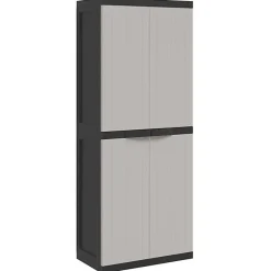 vidaXL Armoire de rangement d'extérieur gris et noir 65x37x165 cm PP 364200