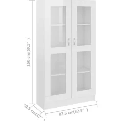 VidaXL Armoire vitrine Blanc brillant 82,5x30,5x150 cm Bois ingénierie 802765