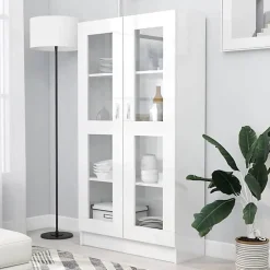 VidaXL Armoire vitrine Blanc brillant 82,5x30,5x150 cm Bois ingénierie 802765