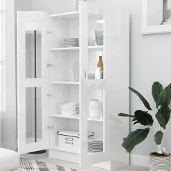 VidaXL Armoire vitrine Blanc brillant 82,5x30,5x150 cm Bois ingénierie 802765