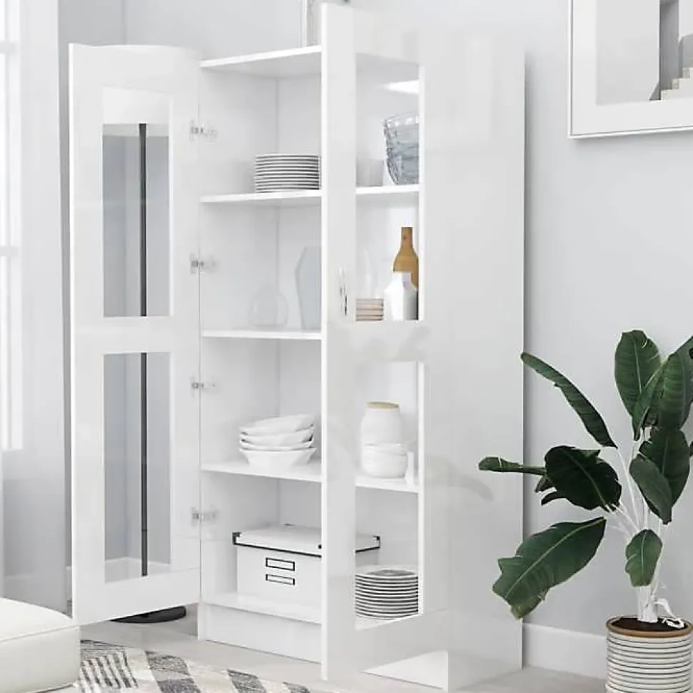 VidaXL Armoire vitrine Blanc brillant 82,5x30,5x150 cm Bois ingénierie 802765