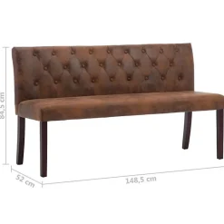 vidaXL Banc 148,5 cm Marron Similicuir daim